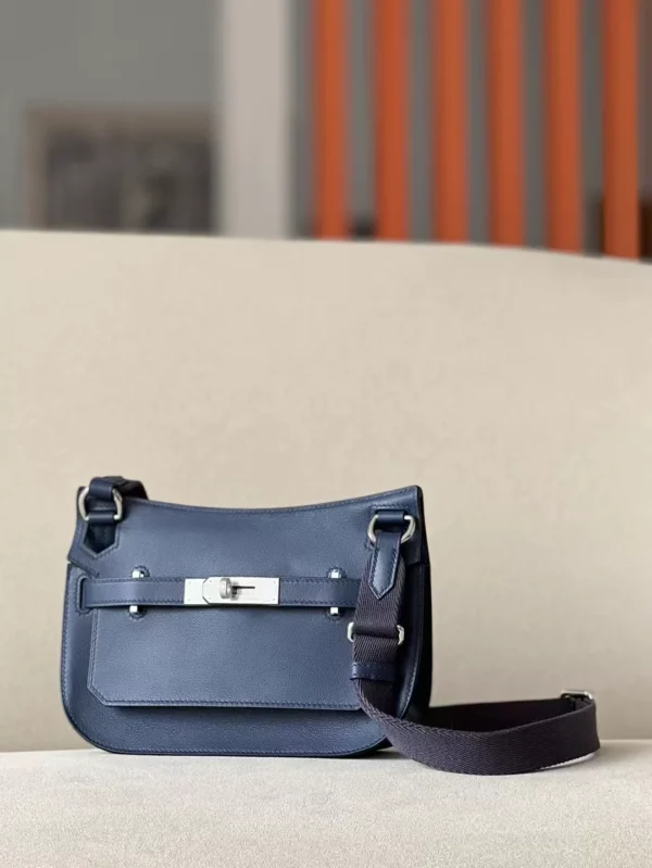 Hermès Mini Jypsiere Swift 73 Gem Blue Silver Hardware 23cm Full Handmade