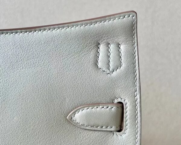 Hermes Mini Jypsiere Swift grey white Silver Hardware 23cm Full Handmade