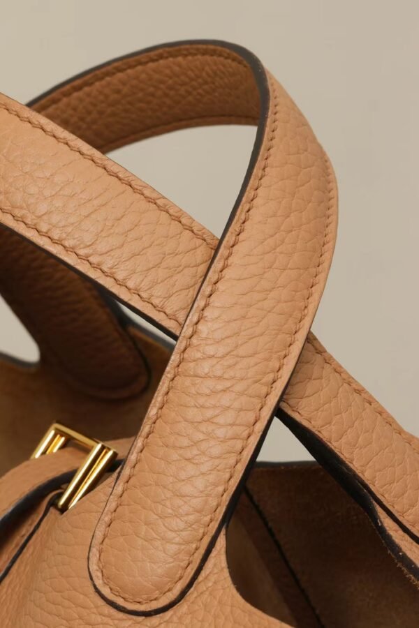 GPC Mode Picotin TC Leather OM New Tea Khaki Gold Hardware 18cm Full Handmade