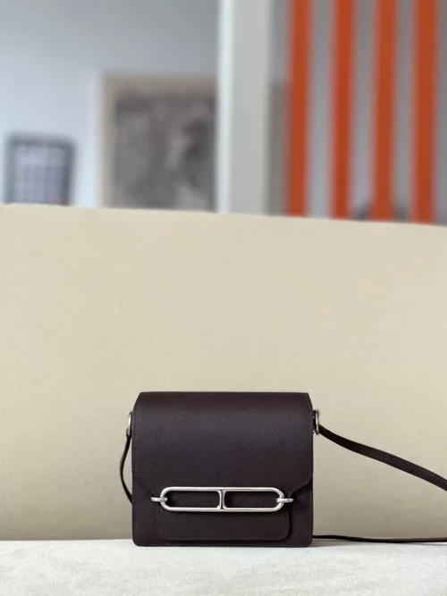 Hermès Roulis Evercolor OG Brownish Red Silver Hardware 19cm Full Handmade