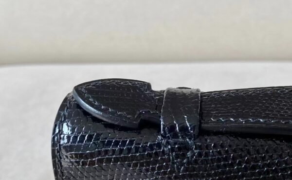 Hermes Mini Kelly pochette Lizard Dark blue Gold Hardware 22cm Full Handmade