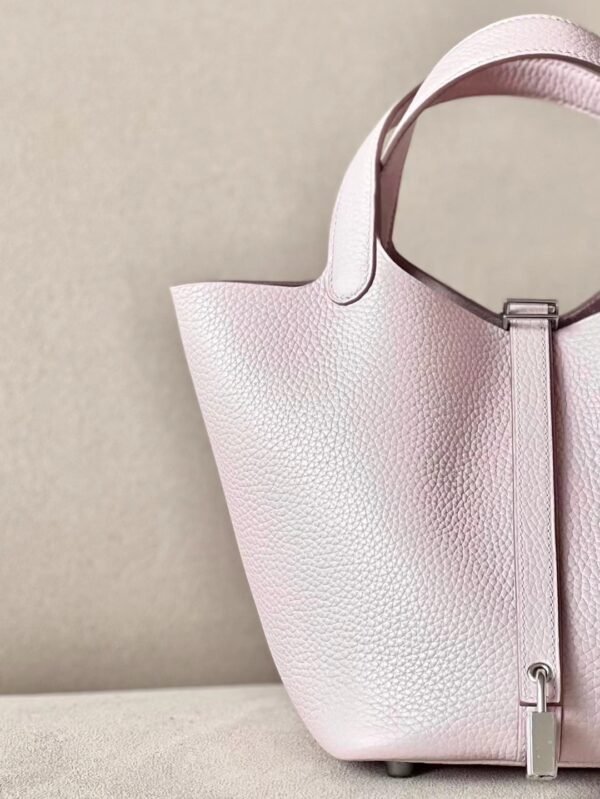 Hermes Picotin TC 09 Light Purple Pink Silver Hardware 18cm Full Handmade