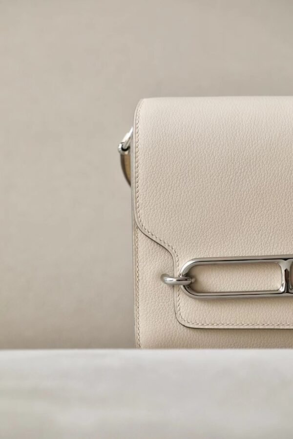 Hermès Roulis Evercolor CC10 Creamy White Silver Hardware 19cm Full Handmade