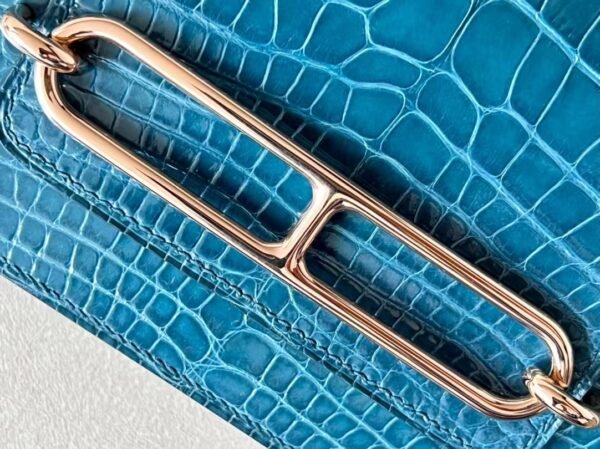Hermes Roulis shiny alligator Blue Silver Hardware 18cm Full Handmade