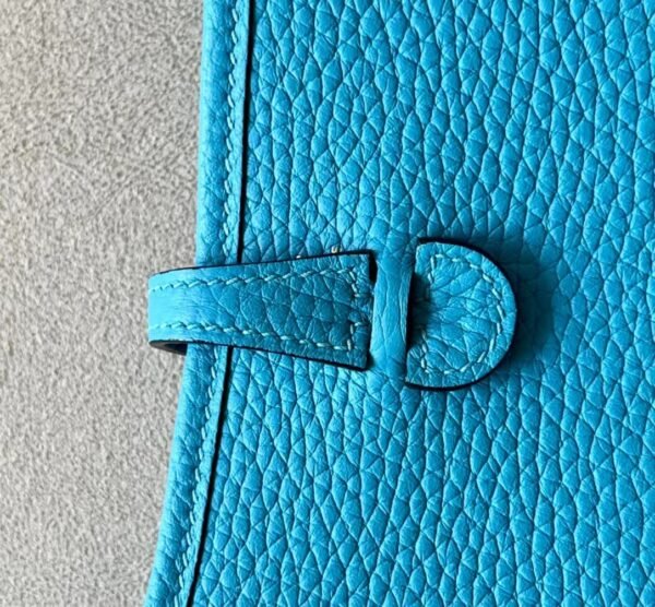 Hermes Mini Evelyne TC P3 Sky Blue Gold Hardware 17cm Full Handmade