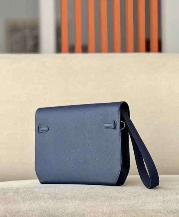 Hermes Kelly Depeches Epsom 73 Gem blue Silver Hardware 25cm Full Handmade