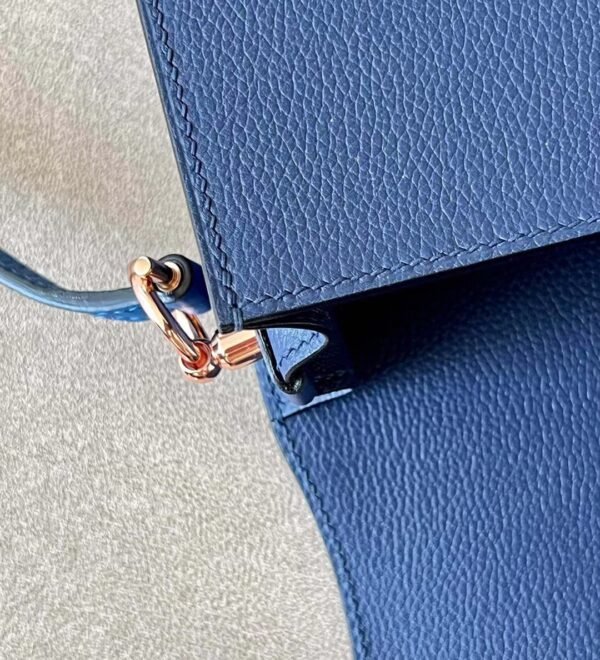 Hermès Roulis evercolor 73 Gem Blue & 71 Bright Blue Rose Gold Hardware 19cm Full Handmade
