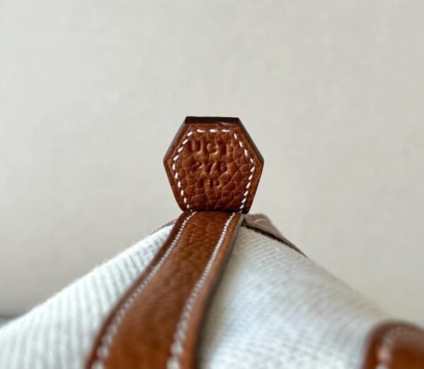 Hermes Bolide Swift & Canvas Golden Brown & White Gold Hardware 31cm Full Handmade