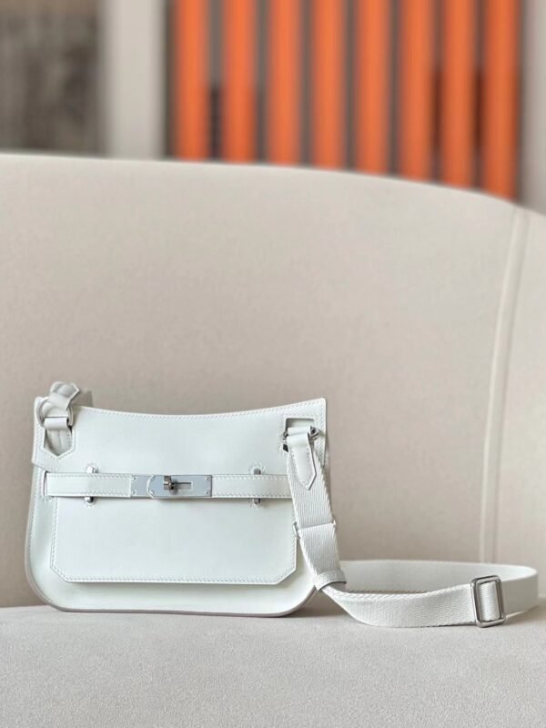 Hermes Mini Jypsiere Evercolor 0T Ice White Silver Hardware 23cm Full Handmade