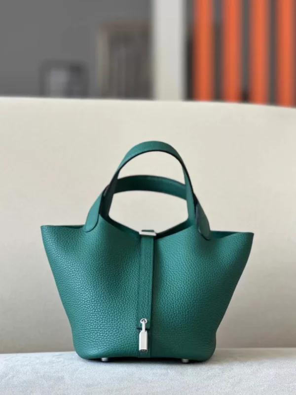 Hermès Picotin TC 6Z peacock green Silver Hardware 18cm Full Handmade