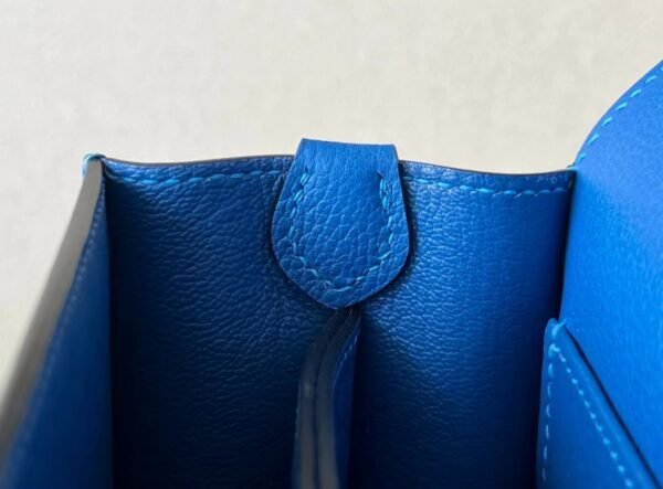 Hermes Roulis Evercolor OL Grey & 08 Blue Silver Hardware 18cm Full Handmade