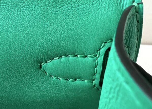 Hermes mini Kelly Chevre 6W Mint green Silver Hardware 19cm Full Handmade