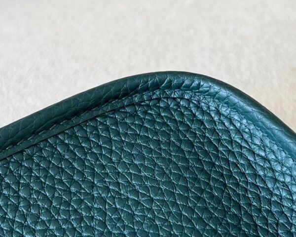 Hermès mini Evelyne TC V0 Deep Green Silver Hardware 17cm Full Handmade