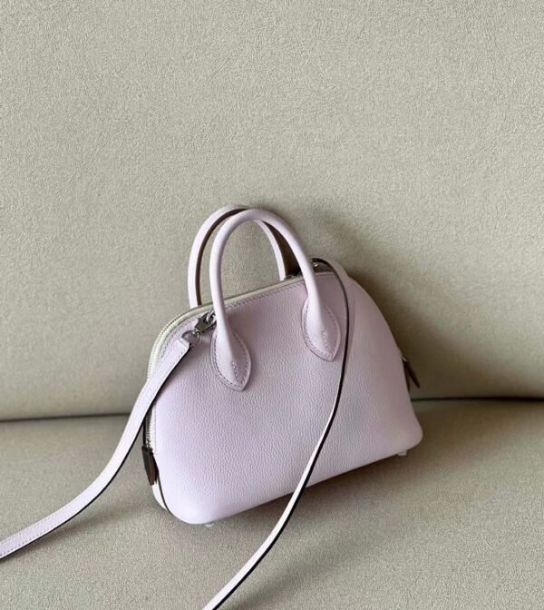 Hermès mini Bolide Evercolor 09 Light Purple Pink Silver Hardware 18cm Full Handmade