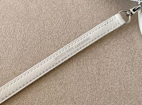 0d8a59a7deee327 Hermes mini Bolide Evercolor White & Golden Brown Silver Hardware 18cm Full Handmade