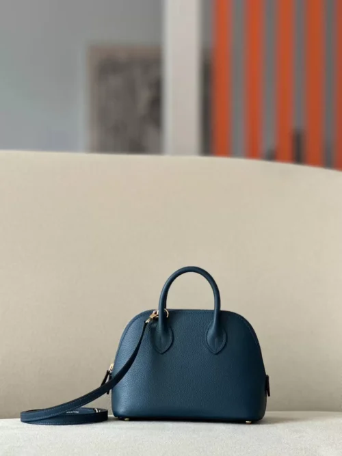 Hermès Bolide Evercolor 7P Prussian blue Gold Hardware 18cm Full Handmade