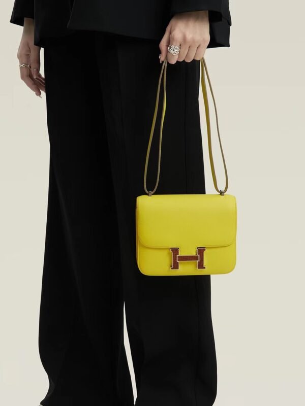 0e457533c2a9140 GPC Mode CJ19-Constance Epsom Lemon yellow Alligator buckle Silver Hardware 18cm Full Handmade