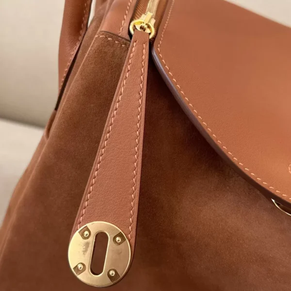 Hermès Lindy Swift & Chamois CK37 Golden Brown Gold Hardware 26cm Full Handmade
