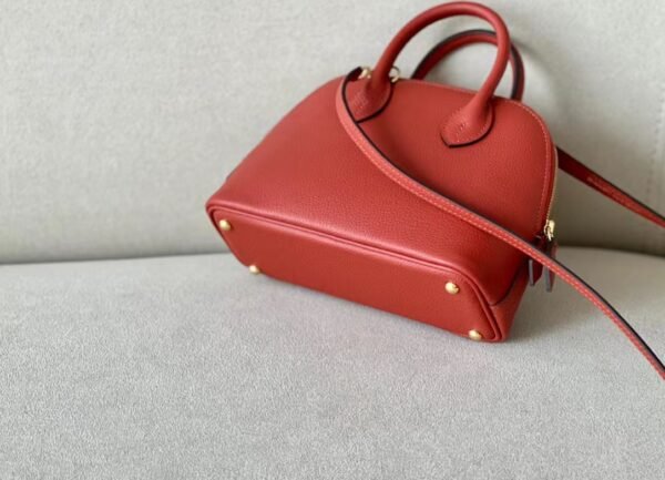 Hermes mini Bolide Evercolor Red & Pink Gold Hardware 18cm Full Handmade