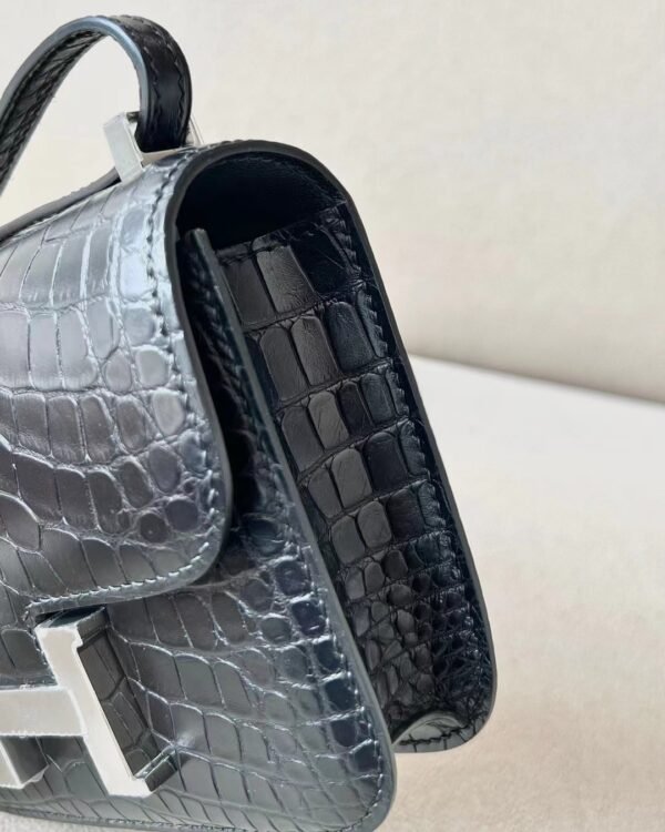 Hermes Constance Matte Alligator crocodile CK89 Black Silver Hardware 13.5cm Full Handmade