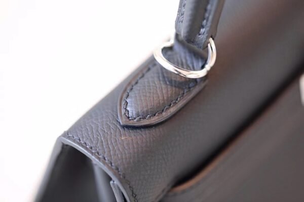 Hermès Kelly Epsom ck89 Black Silver Hardware 25cm Full Handmade