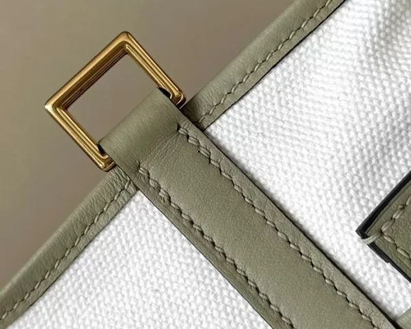 Hermès Picotin Canvas & Swift 8Q Rice White & Olive green Gold Hardware 18cm Full Handmade