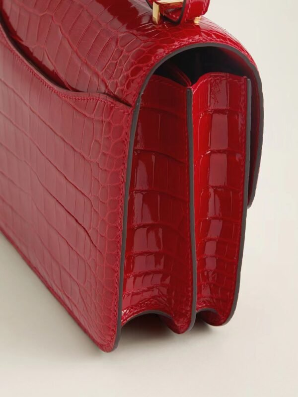 GPC Mode CJ19-Constance Shiny Alligator Ferrari red Gold Hardware 18cm Full Handmade