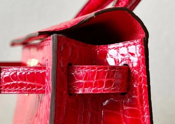 Hermes mini Kelly Shiny Alligator crocodile 95 Ferrari red Gold Hardware 19cm Full Handmade