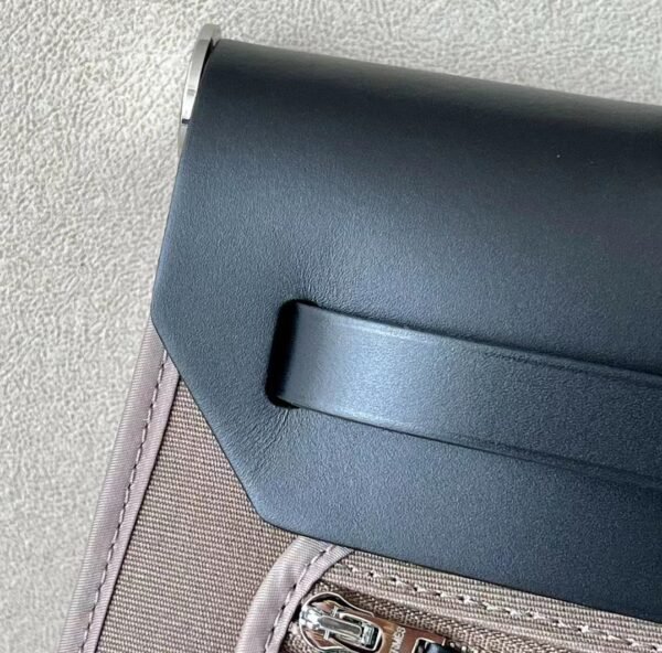 Hermes Herbag Barenia & Canvas CK18 Etoupe Grey & CK89 Black Outer seam Silver Hardware 31cm Full Handmade