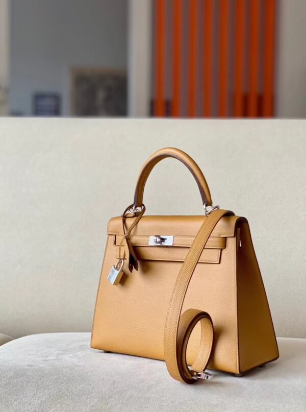Hermes Kelly epsom 2S Sesame yellow Silver Hardware 25cm Full Handmade
