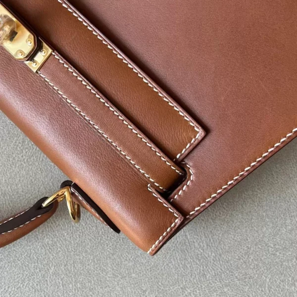 Hermès Kelly Barenia CK37 Golden Brown Gold Hardware 25cm Full Handmade