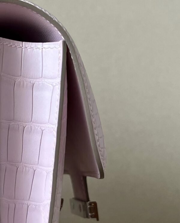 10adb73e792122c Hermes Constance Matte Alligator crocodile 90 Pink Silver Hardware 18cm Full Handmade