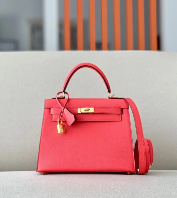 10e660e8b93647e-1 Hermes Kelly Epsom T5 Watermelon red Gold Hardware 25cm Full Handmade