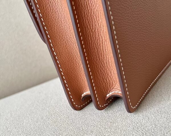 Hermes Roulis evercolor 09 Light Purple Pink & CK37 Golden Brown Silver Hardware 18cm Full Handmade