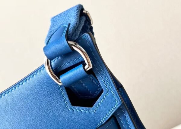 Hermes Mini Jypsiere Evercolor 71 Bright Blue Silver Hardware 23cm Full Handmade