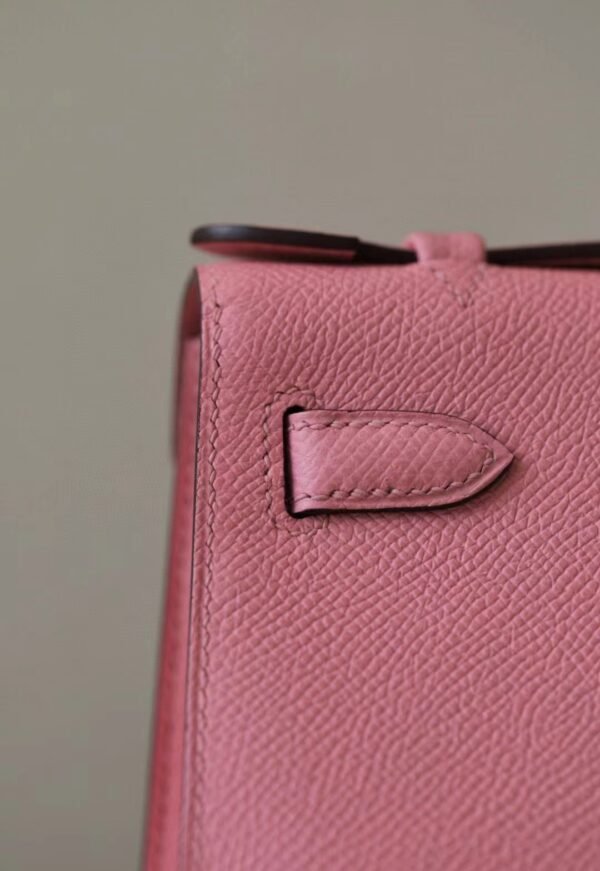 Hermes Mini Kelly Pochette Epsom Pink Silver Hardware 22cm Full Handmade