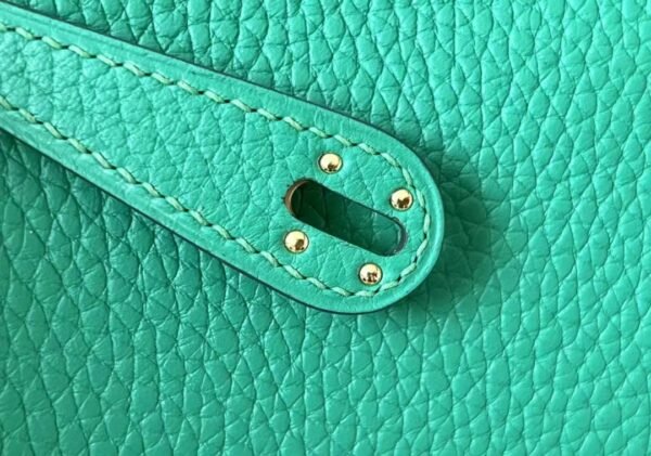 Hermes Mini Lindy clemence Leather 6W Mint green Gold Hardware 19cm Full Handmade