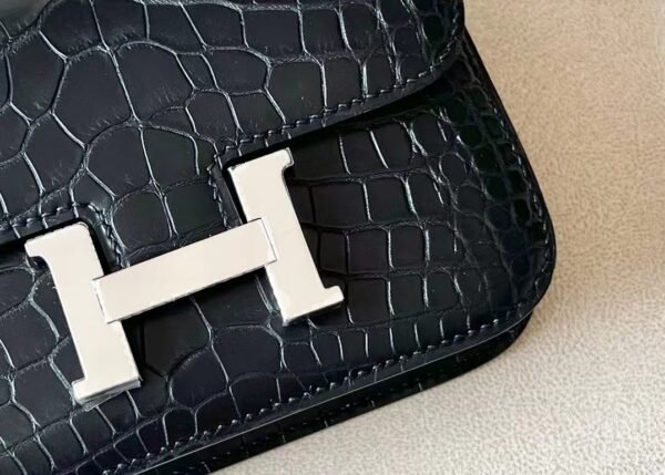 Hermes Constance Matte Alligator crocodile CK89 Black Silver Hardware 13.5cm Full Handmade