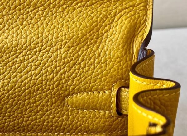 Hermes Kelly Togo Amber yellow Silver Hardware 25cm Full Handmade