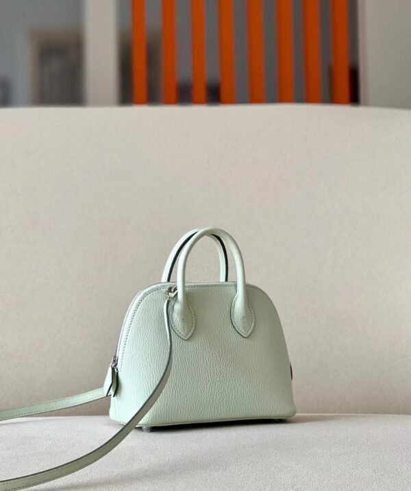 14854af1b537cfe Hermès mini Bolide Chevre 0S Light green Silver Hardware 18cm Full Handmade