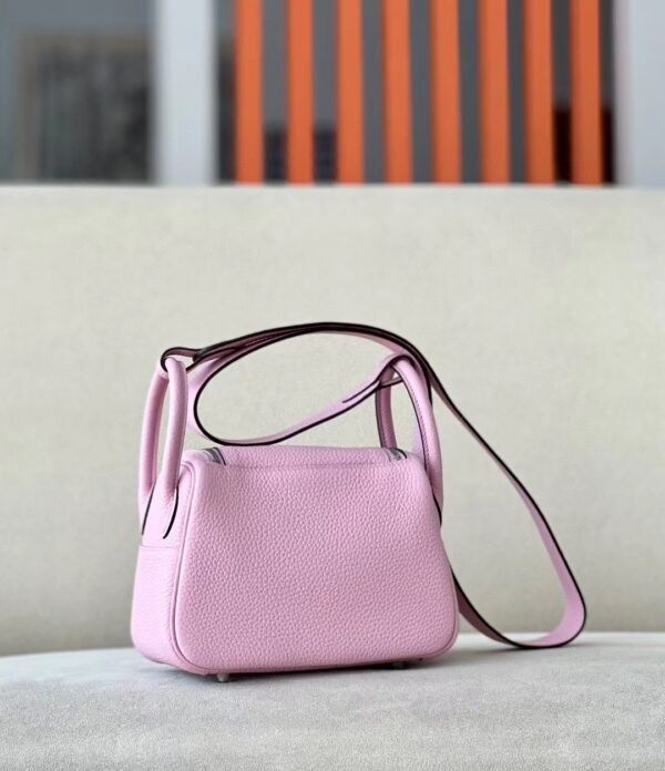Hermès mini Lindy clemence X9 mallow purple Silver Hardware 19cm Full Handmade
