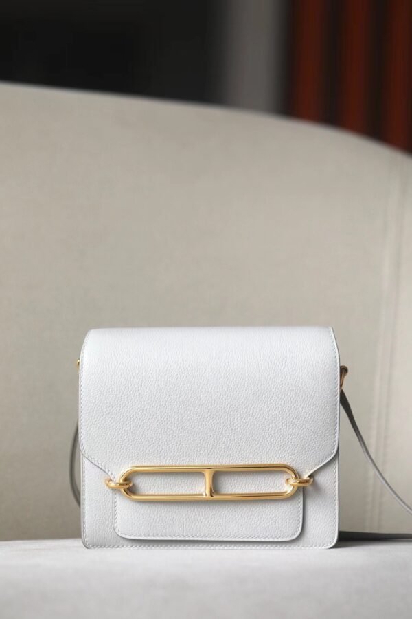 Hermès Roulis evercolor 80 Pearl grey Gold Hardware 19cm Full Handmade