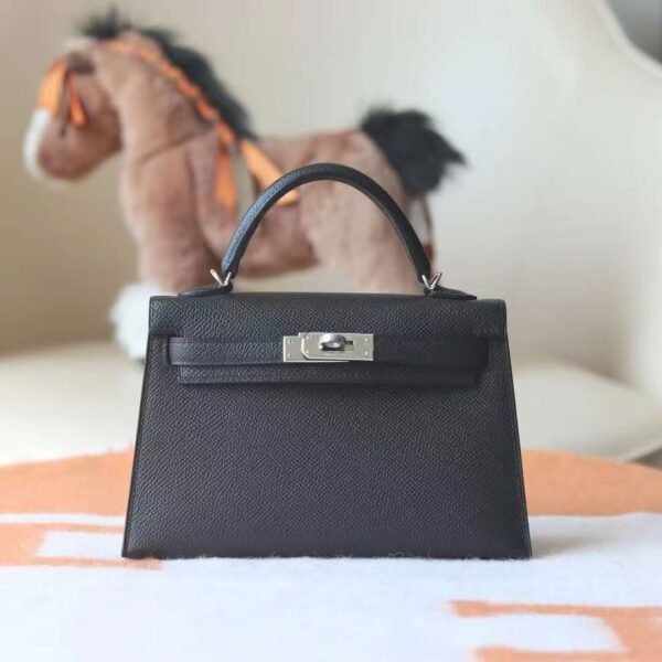 GPC Mode Mini kelly Epsom CK89 Black Silver Hardware 19cm Full Handmade