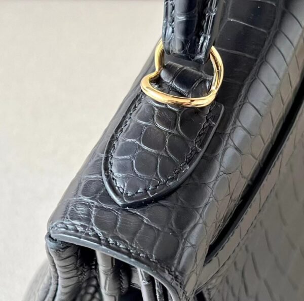 Hermes Kelly Matte Alligator crocodile CK89 Black Gold Hardware 28cm Full Handmade