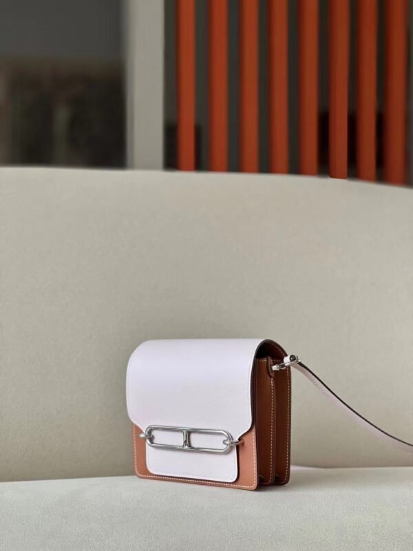 Hermes Roulis evercolor 09 Light Purple Pink & CK37 Golden Brown Silver Hardware 18cm Full Handmade