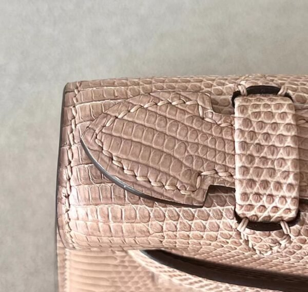 Hermes Mini Kelly pochette Lizard Milk tea color Gold Hardware 22cm Full Handmade
