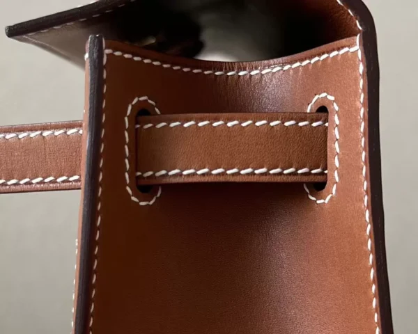 Hermès Kelly pochette Barenia & Canvas CK37 Golden Brown Gold Hardware 22cm Full Handmade