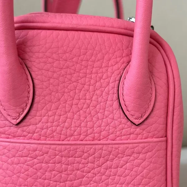 Hermès mini Lindy clemence U5 lipstick pink Silver Hardware 19cm Full Handmade