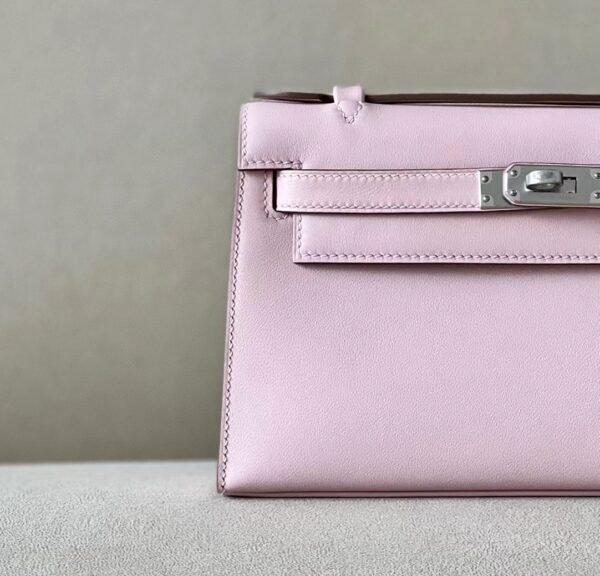 15e52a86c4cef99 Hermes mini Kelly pochette swift 09 Light Purple Silver Hardware 22cm Full Handmade