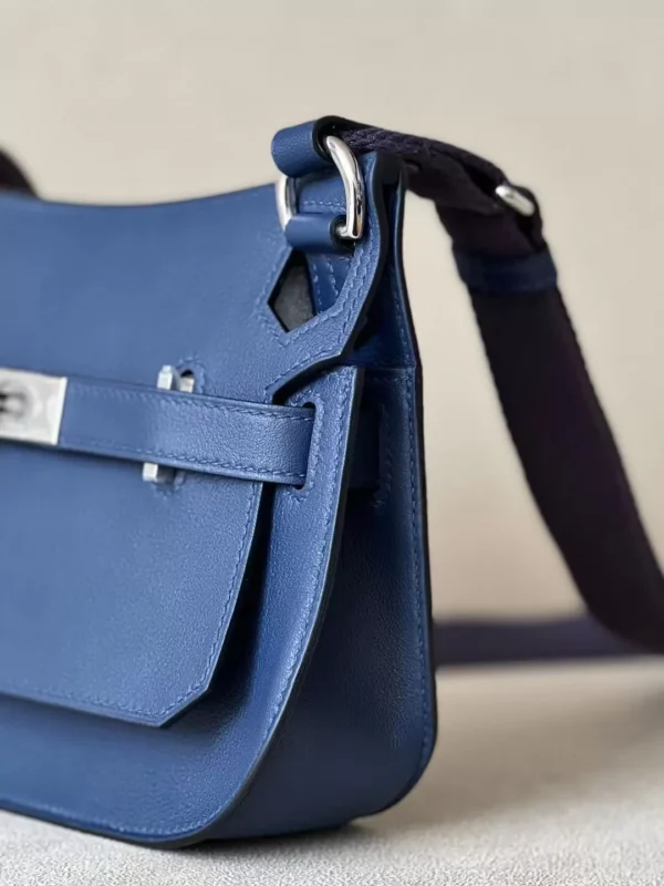 Hermès Mini Jypsiere Swift 73 Gem Blue Silver Hardware 23cm Full Handmade